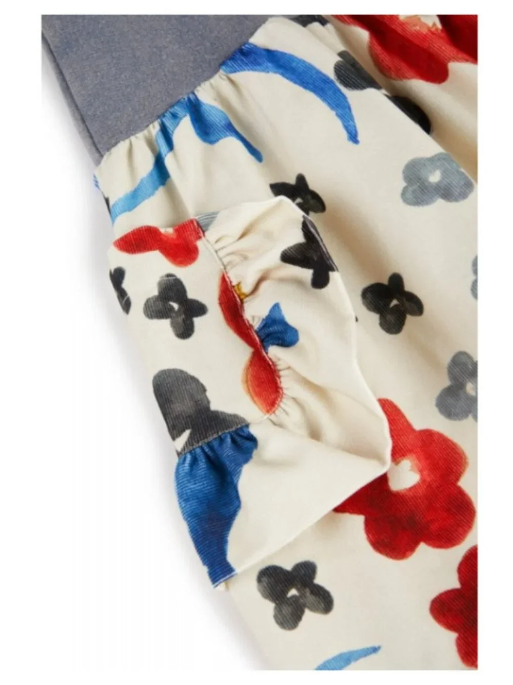 Wolf & Rita Mercedes Dress Blue Sweatshirt Floral Corduroy 100% Cotton